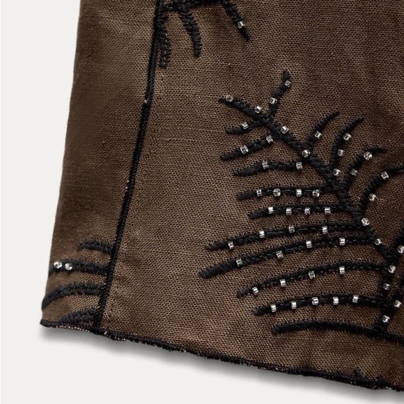 NWT ZARA EMBROIDERED WIDE LEG PANTS ZW COLLECTION - Picture 7 of 16